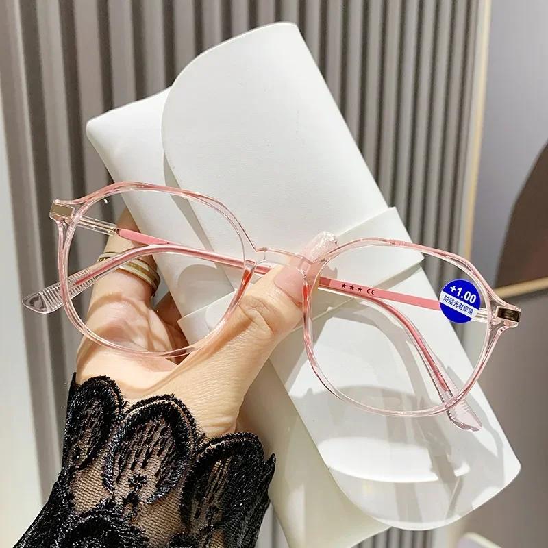 

Модные прозрачные очки для чтения в круглой оправе с высоким разрешением, очки для пожилых людей с защитой от синего света, пресбиопии, готовые очки для дальнозоркости 3.0