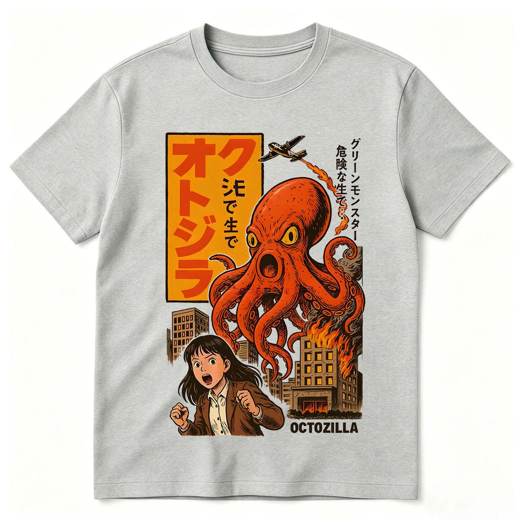 Octozilla Dotonbori Drunken Octopus Funny Horror T Shirts Men's Women Cotton Short Sleeve T-Shirts Streetwear