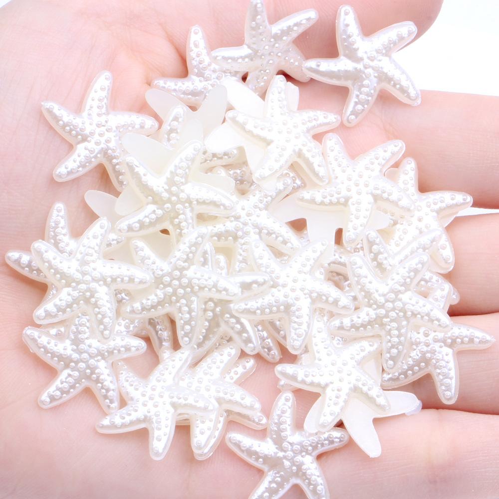 40pcs Mixed Color Starfish & Star Flatback Cabochons Resin Animal Themed Embellishments for Scrapbooking, Wedding & Beach Party Decor, DIY Crafts