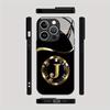 Golden letter J pattern Phone Case For iPhone 17 16 16e 15 14 13 12 Mini 11 Air Pro XS Max XR X Plus Glass Silicone Frame Cover