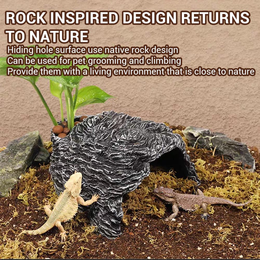 Reptile Hideout Cave, Resin Rock Hides Habitat, Fish Tank Landscape Decor, Fish Shrimp Shelter, Aquarium Ornaments For Lizards Turtles Tortoise