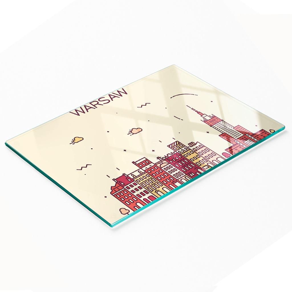 Decorative Glass Kitchen Cutting Board Warsaw Poland 80X52 Cm