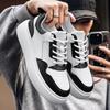 2025 New Autumn Lace-up Sports Sneakers for Men Solid Color Fashion Casual White Board Shoes Male Cow Leather Platform Shoes Man