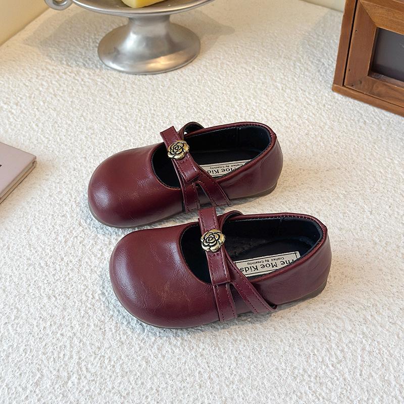 

High-quality Anti-slip Girls Shoes - Versatile Leather Shoes - Single Shoes 21 бордовый