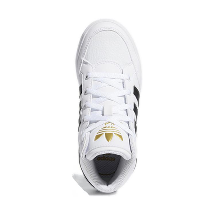 Adidas Originals Hardcourt Hi Casual Sports High-Top Kids Skate Shoes Kids Sneakers White Black Gold FV5737
