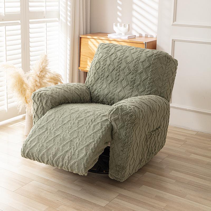 

Reversible Jacquard Soft Cotton Velvet Sofa and Recliner Cover, High Elasticity, Oversized. 4-Piece Set for Single Seat (Oversized) зелёный