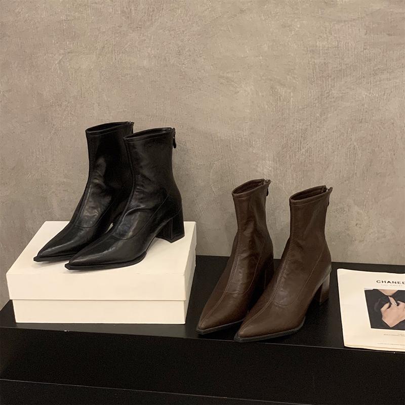 Fashion Designer Vintage Women Ankle Boots Fashion Pointed Toe Short Booties Elegant High Heels Shoes Botas Mujer