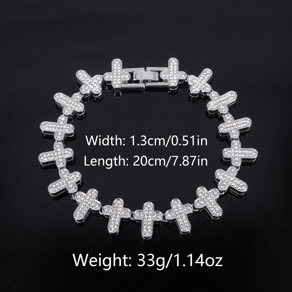 ZAKOL 20/50CM Iced Out Buling Rhinestone CZ Cross Tennis Chain Bracelet Necklace Set Women Men Fashion Hip-hop Rock Jewels