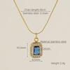 European American Ins Style Double-layer Zircon Titanium Steel Luxury Square Pendant Light Sporty Unisex 18K Gold Necklace