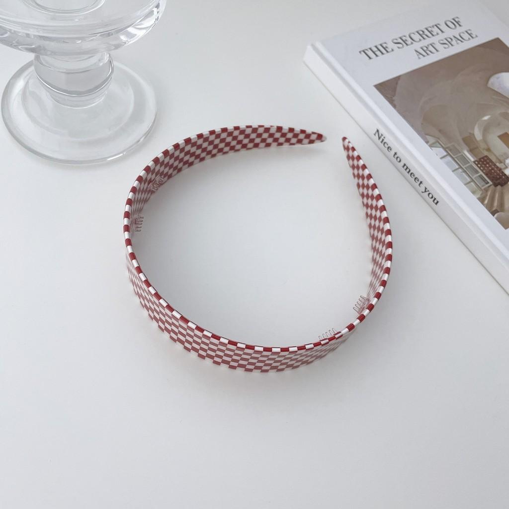 Vintage Plaid Series Red And White Hair Clamps For Women Handmade Pvc Fashion Accessories