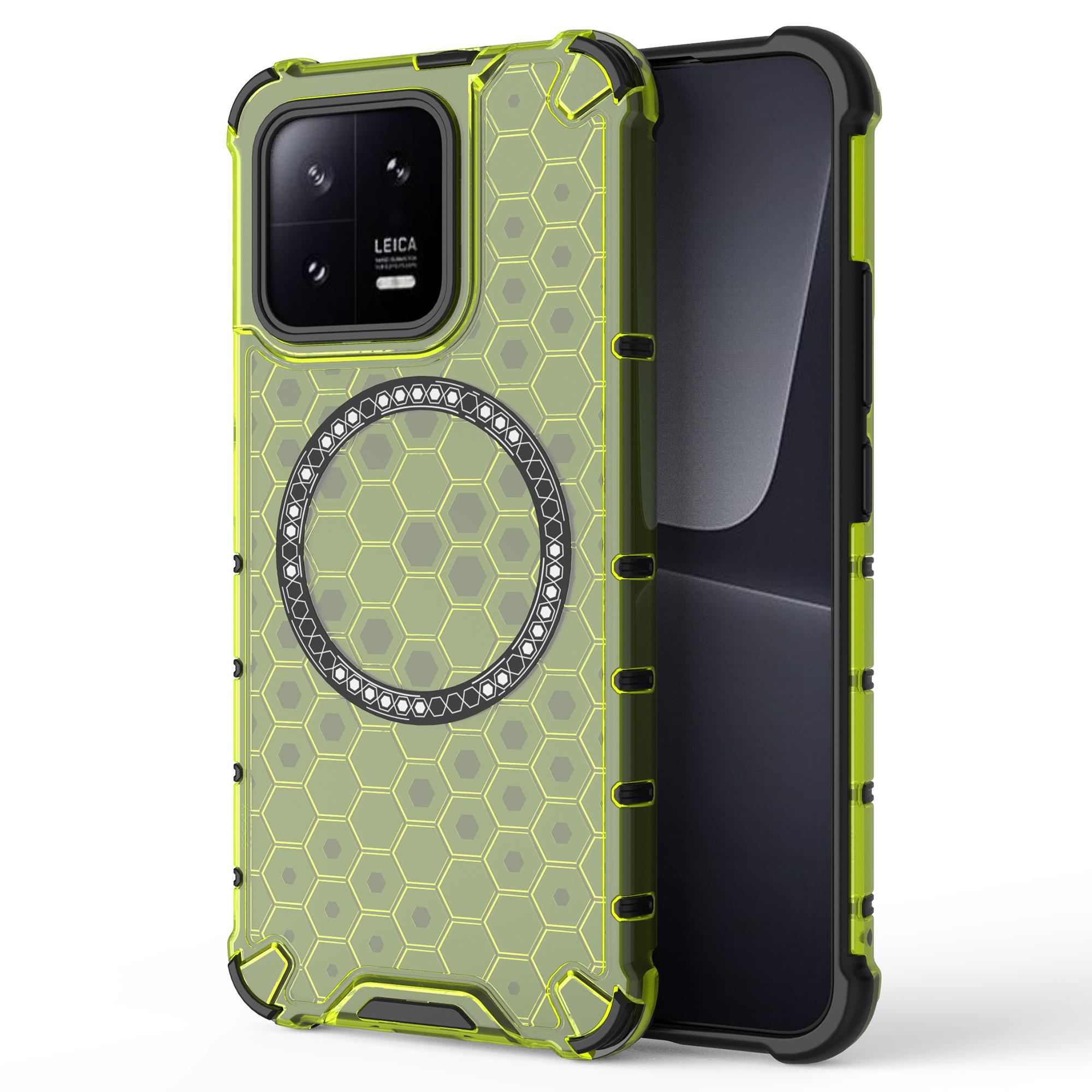 

For Xiaomi 13 Case Honeycomb TPU+PC Phone Cover Compatible with MagSafe Green