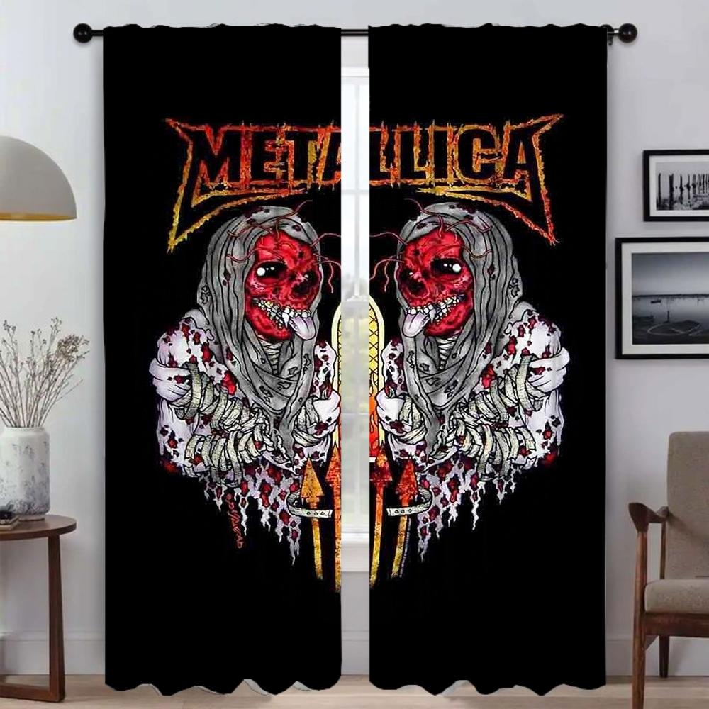 Blackout Curtains for Living Room M-MetallicaS Window Curtain for Room 2 Panel Partition Halloween Decoration Kitchen Elegant