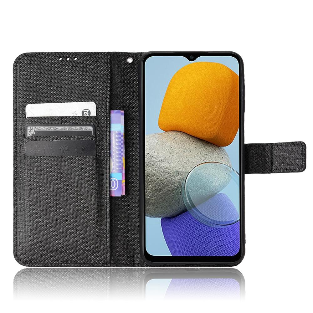 

For Samsung Galaxy M23 5G/F23 5G Flip PU Leather Wallet Booklet Case Diamond Texture Stand View Cover with Strap Black