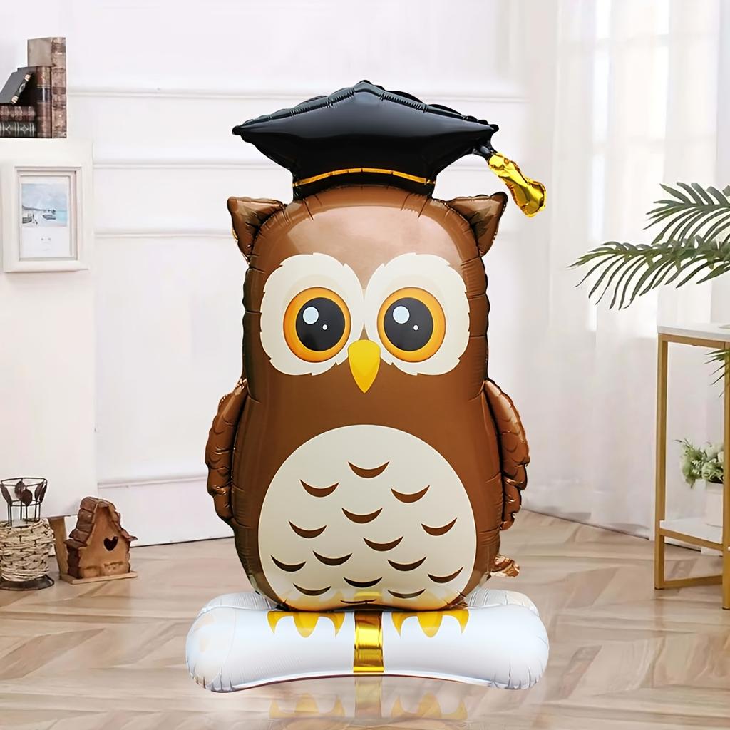 1Pcs 150cm Large Stand Graduation Brown Yellow Owl Doctor Balloons Graduation Party Decorations Balloon