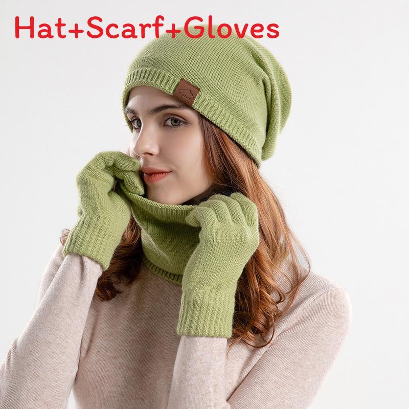 Knitted Winter Hat Scarf Gloves Set With Breathable Warmth For Teen Adults