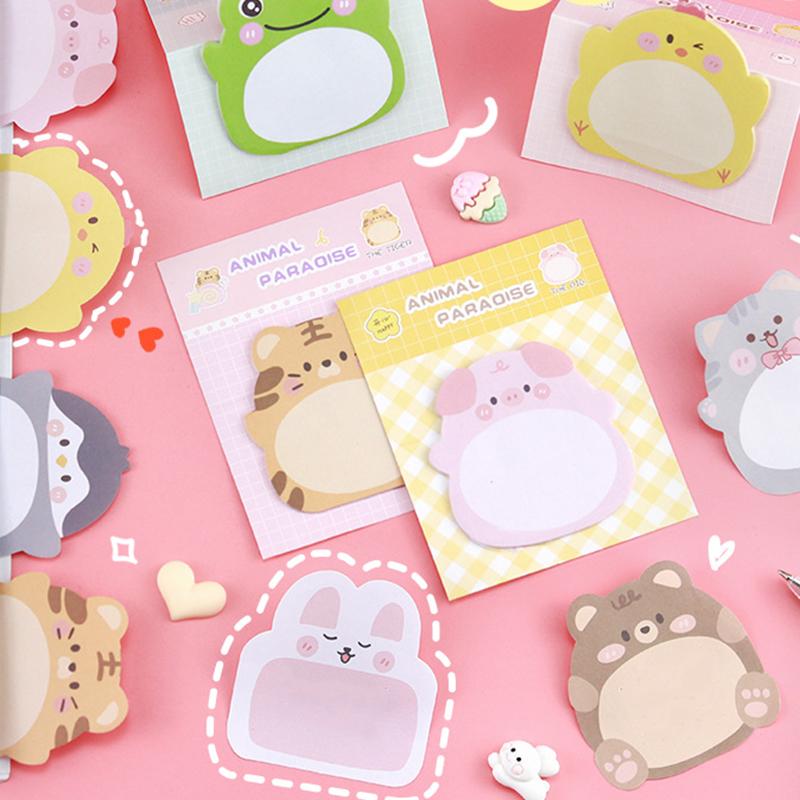 1 Piece Adhesive Kawaii Cartoon Animals Sticky Notes Notepad Memo Pad Office School Supplies Stationery Sticker