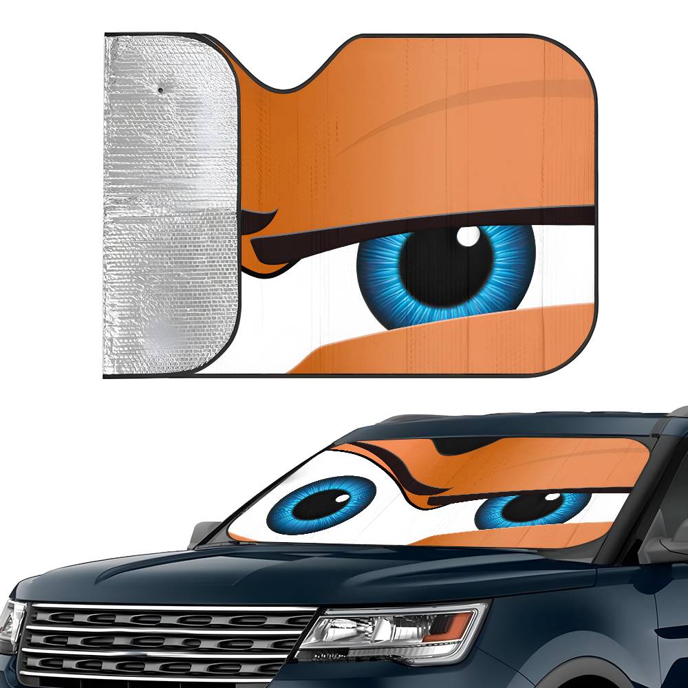 Cartoon Eyes Cute Car SunShade Windshield Foldable Three-layer Insulation Sunshade By Suction Cup Blocks UV Rays SunWindshield Sunshades 1
