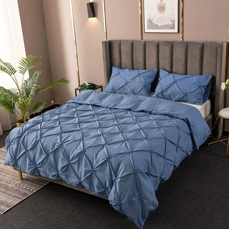 Rope Plain Solid Color Quilt Cover Pillowcase Bedding 3D Comforter Set Bed Sheets Three-piece Set