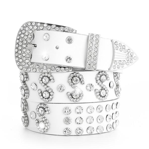 Women's Rhinestone Leather Belt – Fashionable Korean Style Wide Belt for Jeans