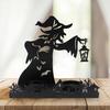 Halloween Witch Candle Holder Resin Which Ghost Figurines Spooky Desktop Statues Decoration for Home Garden Decor