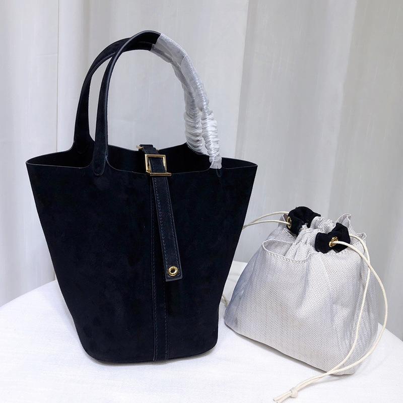 Imported Nubuck Cowhide Vegetable Basket Bag 2025 New Fashion Lightweight Bucket Bag Handbag Leather Women's Bag