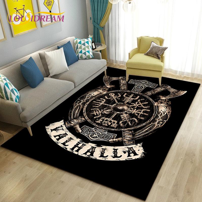 Vikings Nordic Mythology Series Area Rug,Carpet Rug for Living Room Bedroom Sofa Doormat Decoration,Kid Play Non-slip Floor Mat