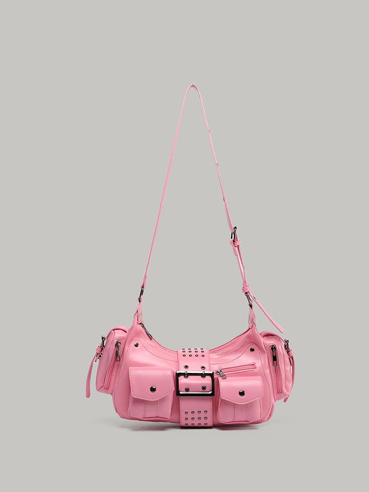 

Сладкая Крутая Горячая Девушка Нишевый Дизайн Сумка-Подмышка на Одно Плечо с Шипами 2025 Новая Высококлассная Текстура Универсальная Сумка-Тоут для Поездок на Работу розовый