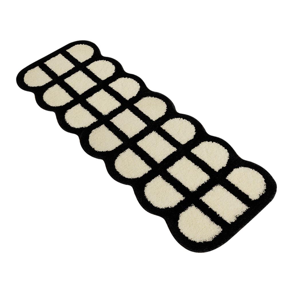 Runner Rug Black White Plaid Pattern Vintage Style Water Absorbent Stain Resistant Runner Carpet