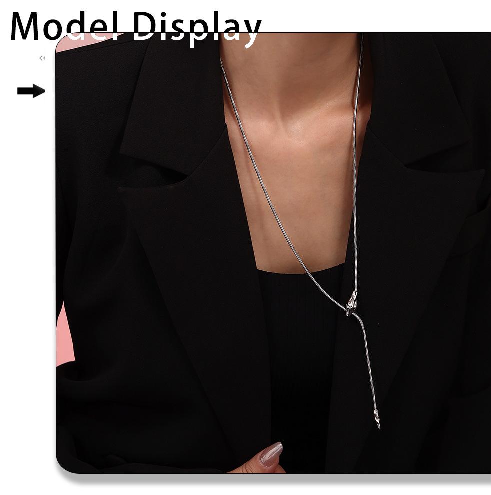 Stainless Steel Snake Head Necklace: European & American Cold Style, Long-lasting Sweater Chain for Women