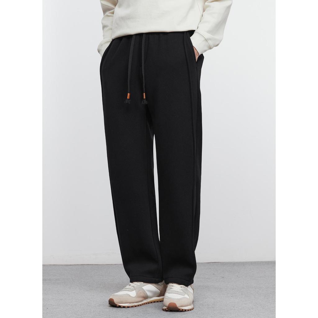 Yizhi Men's Winter Velvet-Lined Casual Straight-Leg Sweatpants