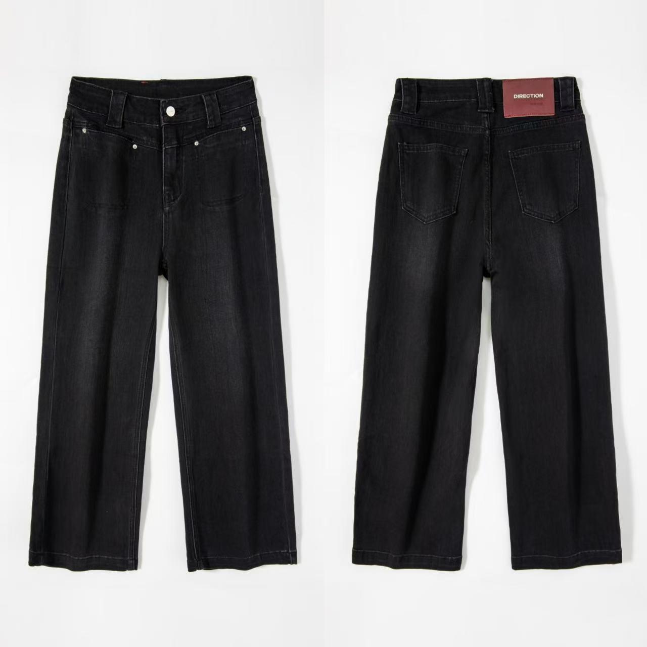 

Women s High-Waisted Elastic Wide-Leg Jeans, Spring/Summer 2026 Collection, American Retro Denim, Solid Color, Casual Long Pants. XL [120-130 lbs]