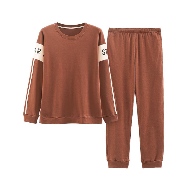 Βαμβακερή Πιτζάμα Σετ Κομψό Μινιμαλιστικό Στυλ Πιτζάμες Μεγάλο Μέγεθος Φόρμα Σπιτιού για Αγόρι Φθινόπωρο Χειμώνας Ανδρική Καθημερινή Ρόμπα