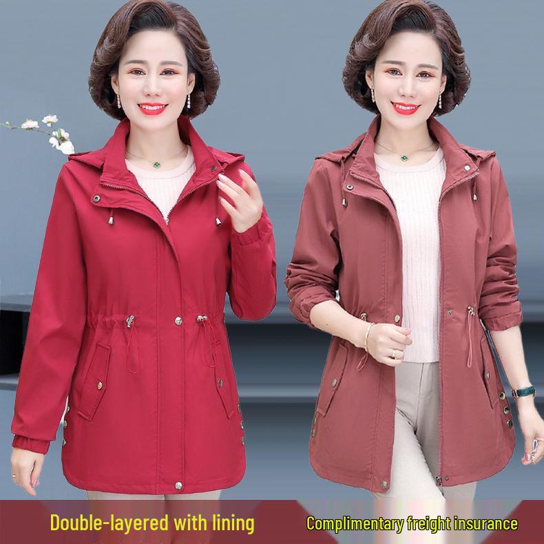 Szykowny Damski Płaszcz Przejściowy Plus Size dla Kobiet w Średnim Wieku i Starszych, Nowy Styl Wiosna/Jesień 2025