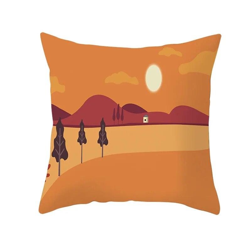 Bedroom Sofa Living Room Pillowcase Autumn Maple Leaf  Fresh Print Floral Plant Cushion Cover