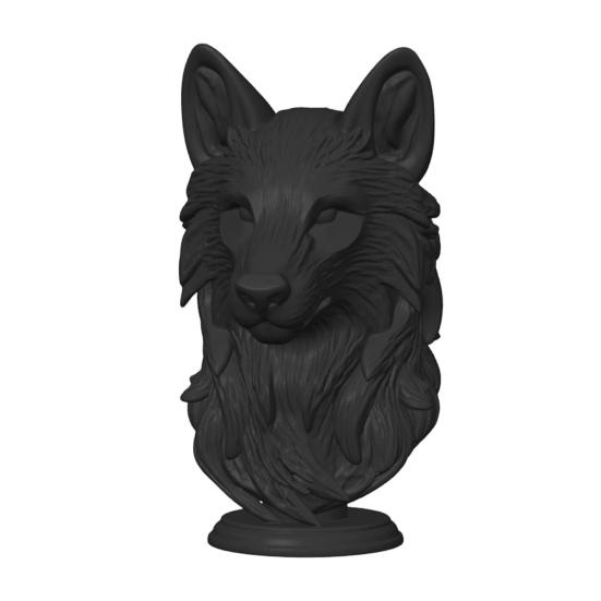 3D Printed Wolf Head Figurine, Realistic Wolf Head Statue with Round Base, Wild Animal Head Sculpture for Home Office Bookshelf