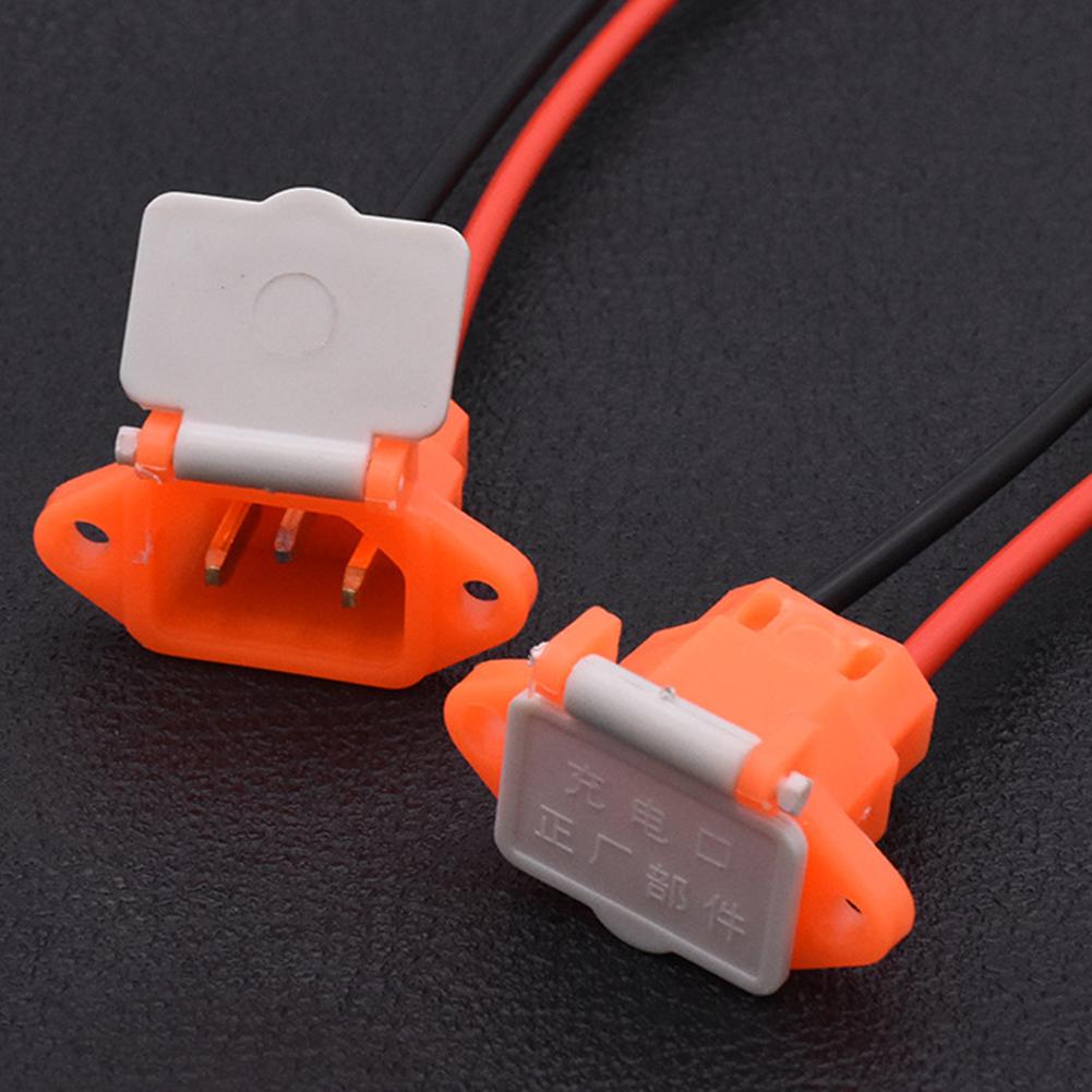 E-bike Scooter Battery Connector Plug Three Vertical Charging Socket With Wires 12AWG Cable For 36V 48V Universal