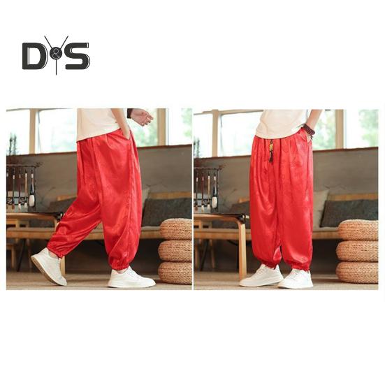 Herren Freizeithose mit Ethno-Vintage-Print, elastischer Bund, Multi-Pocket-Design, Sporthose, Pumphose, Alltagskleidung