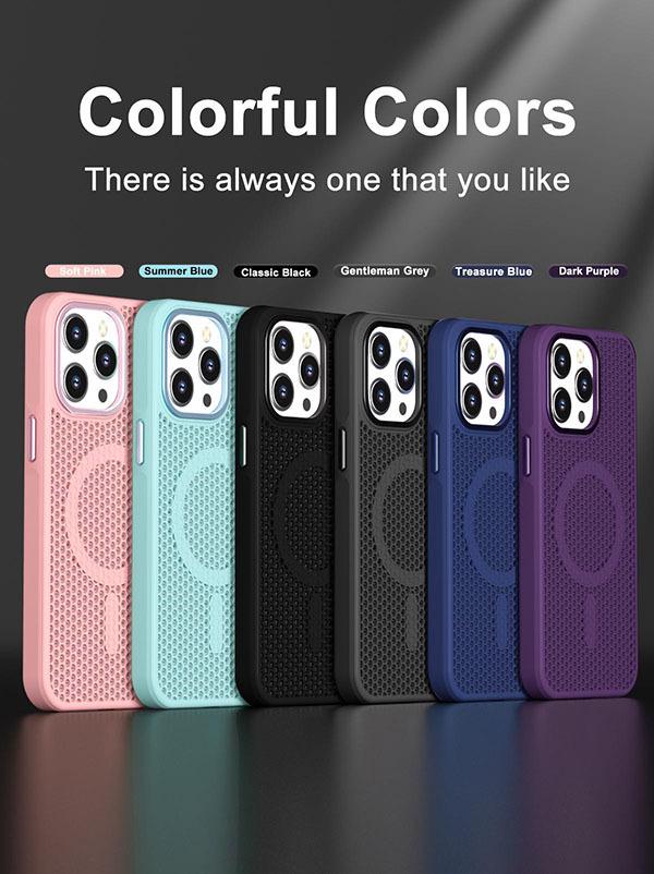 Honeycomb Heat Dissipation Magnetic Case for iPhone 15 Pro Max - Drop-Proof and Skin-Feel Protective