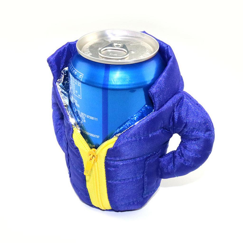 Drink Insulated Jacket Two Insulation Layers Cloth Can Jacket Cooler for Summer Camping Picnic Blue