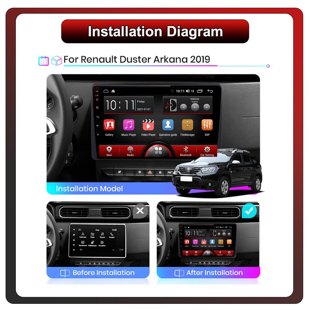 2Din Android Car-Play Car Radio,Renault Duster Arkana 2018-2021,Multimedia Player Head Unit Stereo GPS Navigation BT WIFI,1+16GB