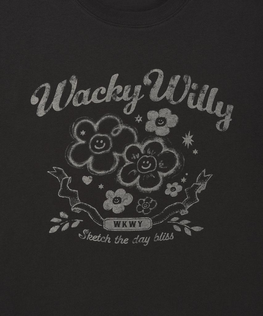 WACKY WILLY Women'S Big Lily Vintage Short Sleeve T-Shirt Charcoal