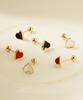 Minimalpiercing 14K Enamel Folded Heart Piercing Earrings