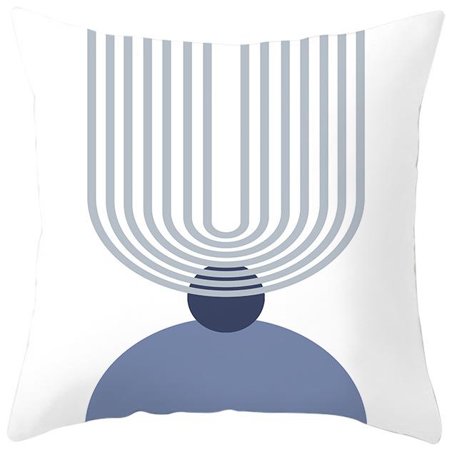 Nordic Blue and Purple Abstract Geometric Pillowcase Peach Leather Velvet Printed Home Fabric Sofa Pillow Cushion Cover
