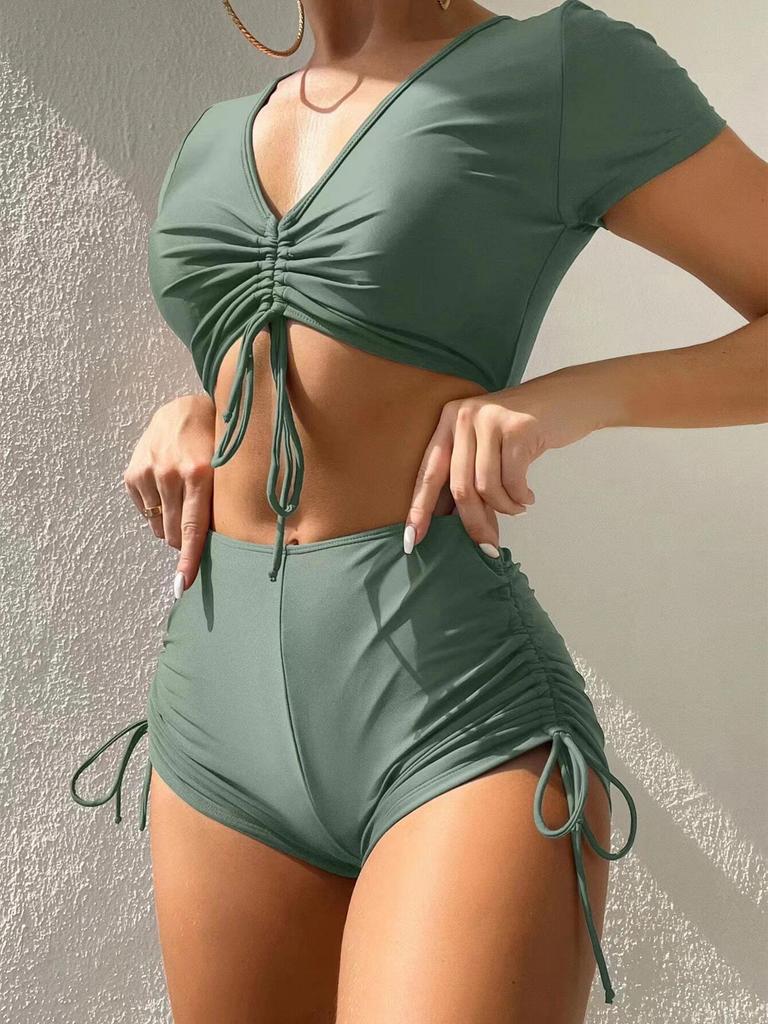 European & American Women's Sexy Tie-up Bow Fashion Beach Swimsuit Set