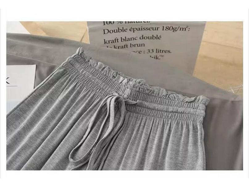 Women's Plus Size Summer High-Waist Modal Wide-Leg Pants - Lightweight, Loose Fit, Straight Leg Ice Silk
