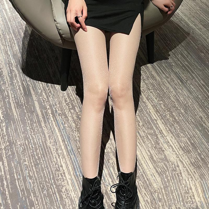 Pearlescent Stockings for Women, Korean and Japanese Style, Sexy Shiny Black Stockings, Summer Thin Anti-snag Stockings, Flesh-colored Beautiful Leg