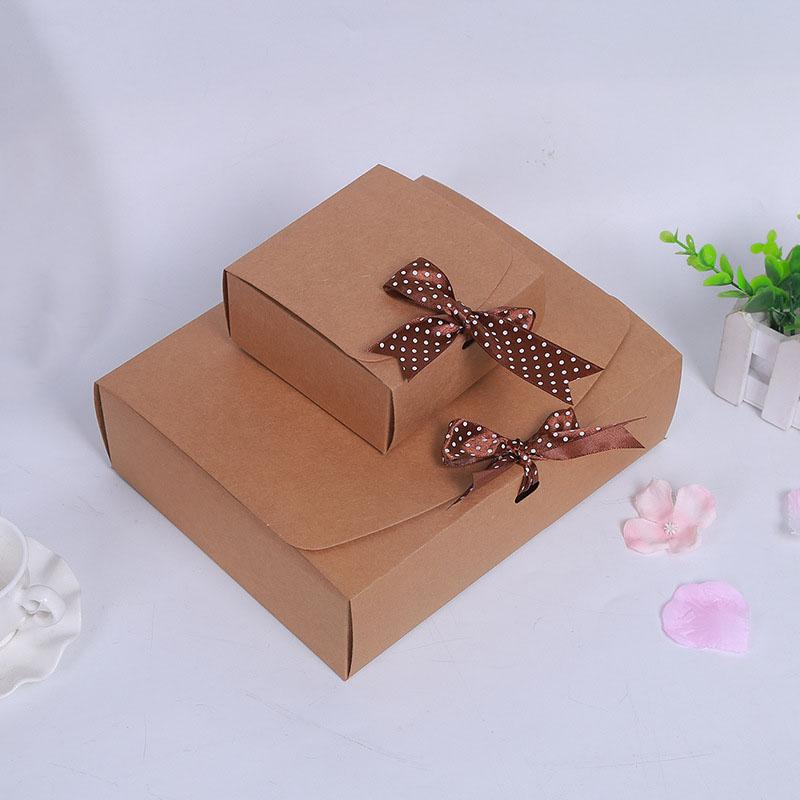 WTEMPO 40PCS Kraft Paper Gift Boxes with Bow Rectangular Empty Flip-top Boxes Jewelry Wallet Silk Scarf Presents Packaging Boxes