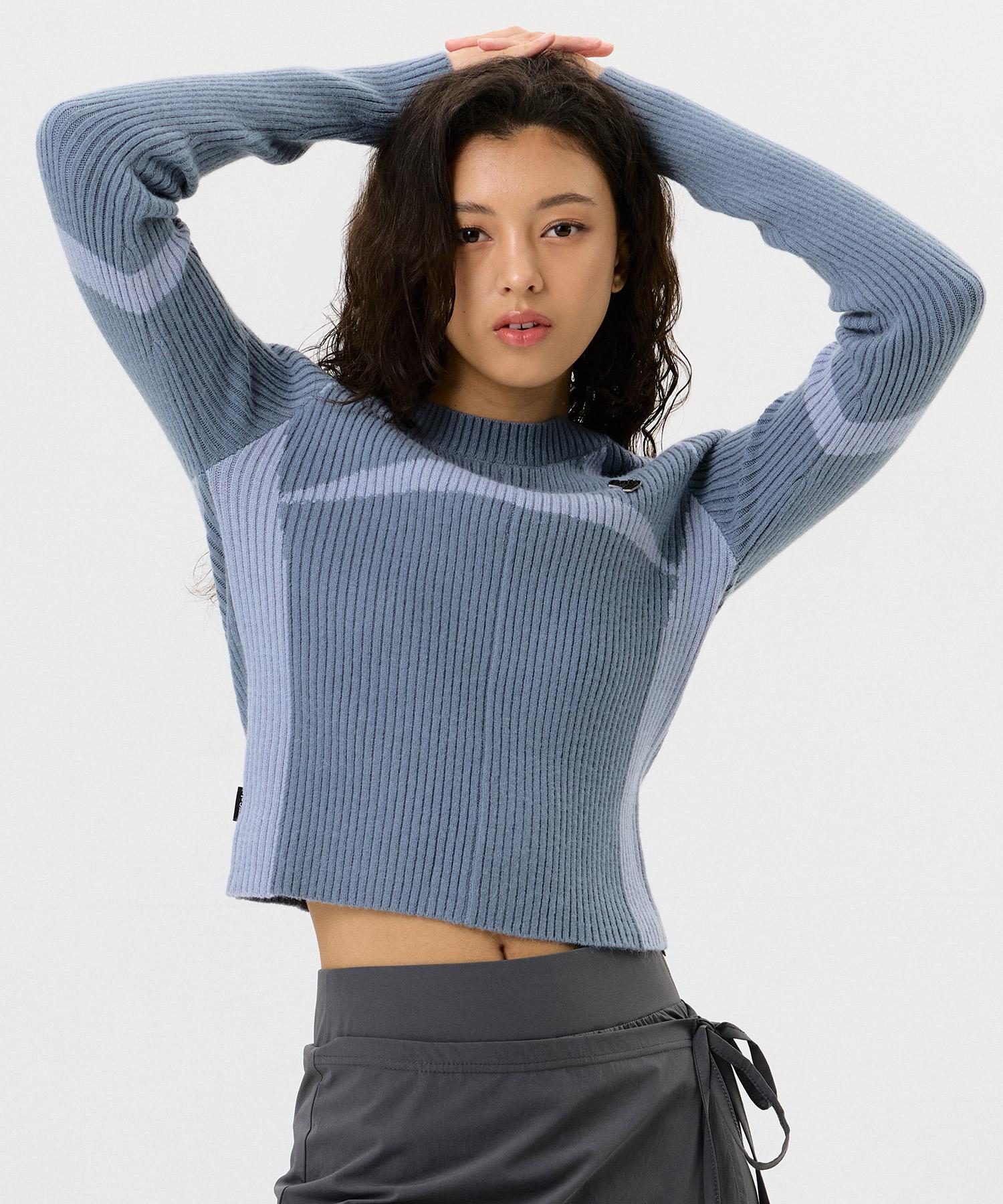 Golla W Sporty Color Block Knit Pullover [Blue] Blue/Free