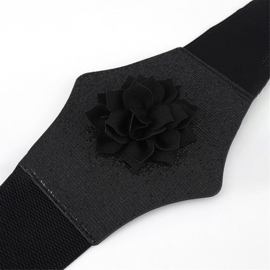 Ladies Slimming Corset Elastic Wide Waist Belt with 3D Flower Universal Women Banquet Dress Shirt Snap Buckle Corset