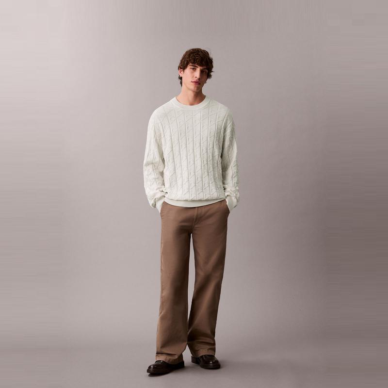 Calvin Klein Jacquard Texture Casual Cotton Crew Neck Sweater Men Sweater 4RE301G